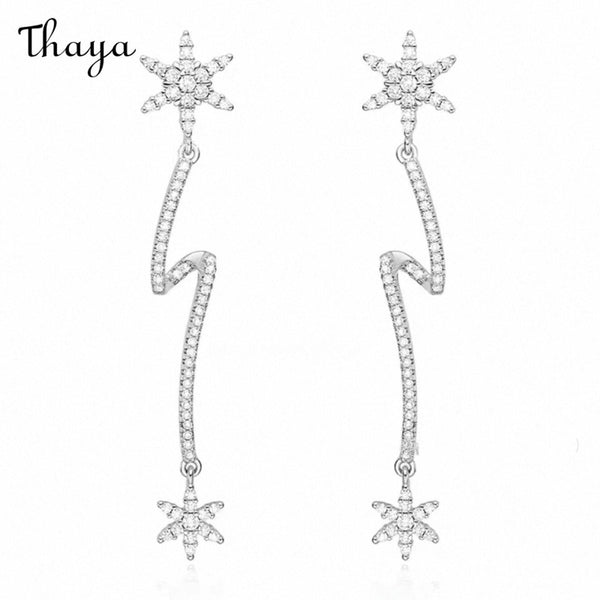 Thaya Sparkling Snowflake Drop Earrings