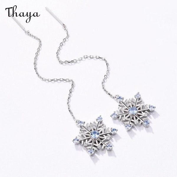 Thaya S925 Silver Christmas Snowflake Drop Earrings