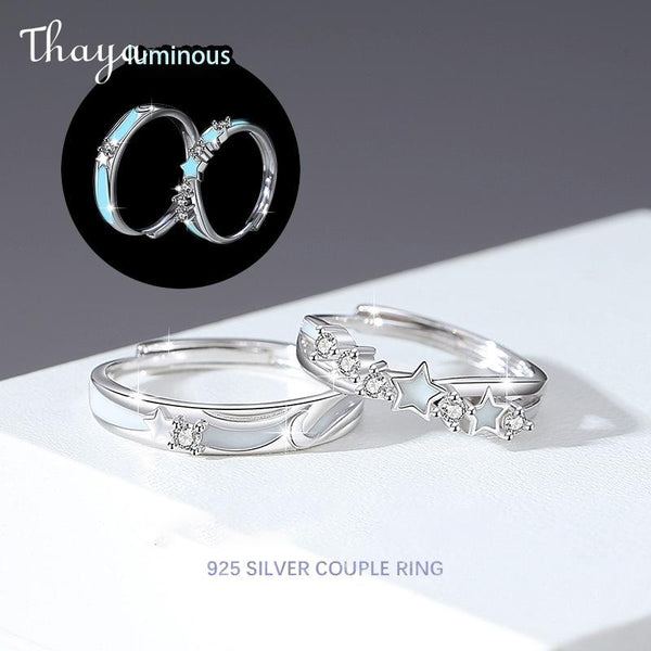 Thaya S925 Silver Luminous Starlight Legend Couple Rings