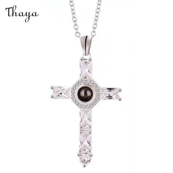 Thaya Personalized Spiritual Cross Photo Necklace