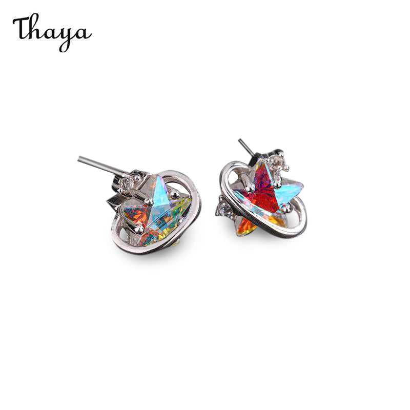 Thaya 999 Silver Fantasy Star Planet Earrings