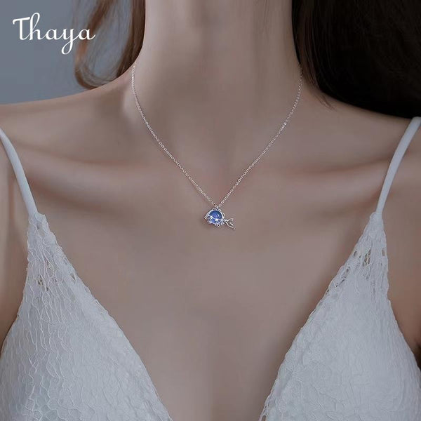 Thaya S925 Silver Blue Fish Pendant Necklace