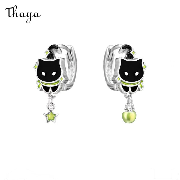 Thaya Cute Cute Black Cat Green Apple Set
