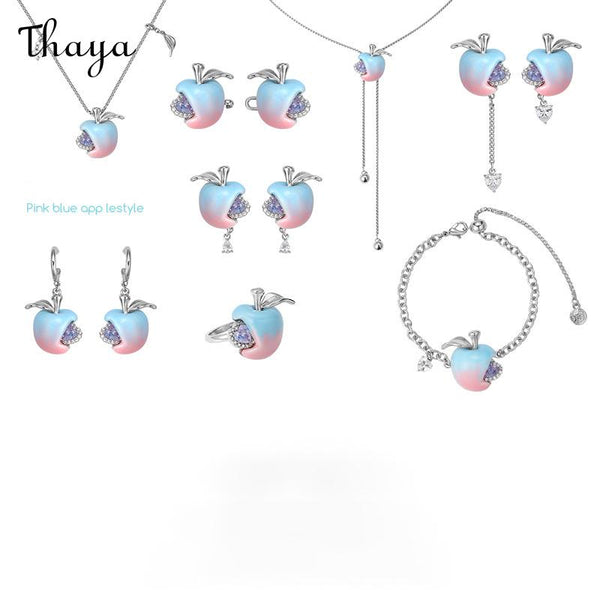 Thaya Pink & Blue Apple Style Jewelry Set