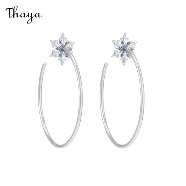Thaya S925 Silver Snowflake Exaggerated Big Circle Earrings