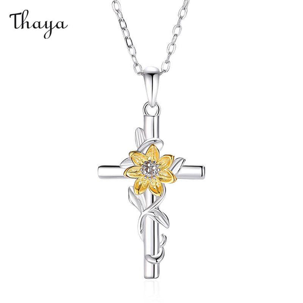 Thaya 925 Silver Sunny Cross Necklace