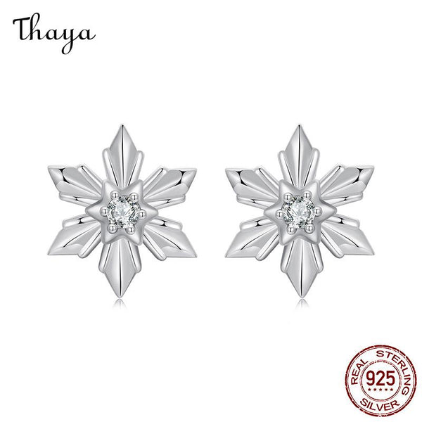 Thaya S925 Silver Snowflake Zircon Stud Earrings