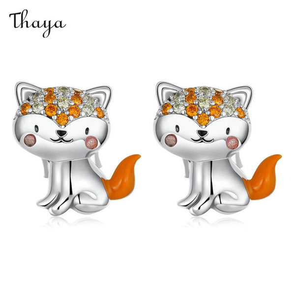 Thaya 925 Silber Fröhliche Fuchs Ohrringe