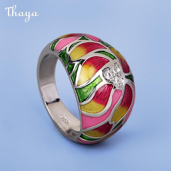 Thaya  Enamel  Flower Ring