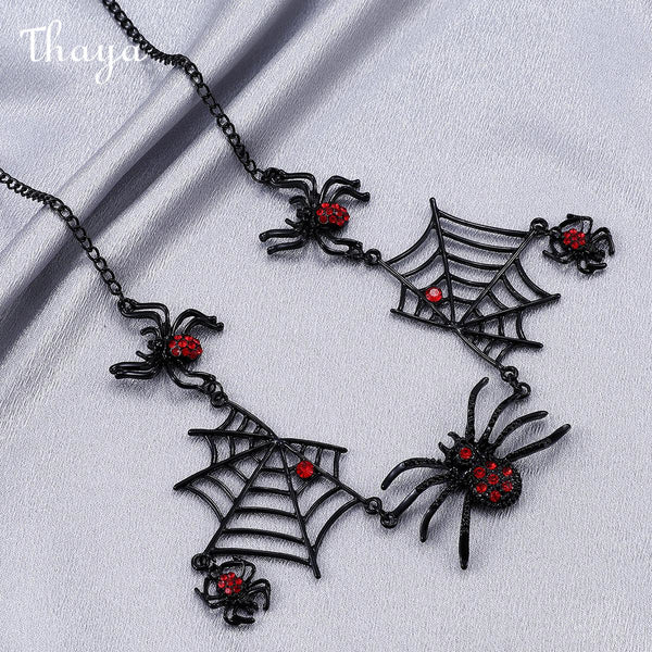 Thaya Spider and Web Halloween Necklace & Earrings