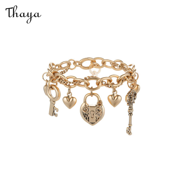 Thaya Love Lock Core Series Retro Embossed Key Bracelet