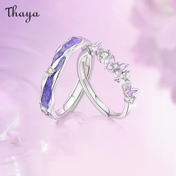Thaya S925 Silver Starlight Butterfly Couple Rings