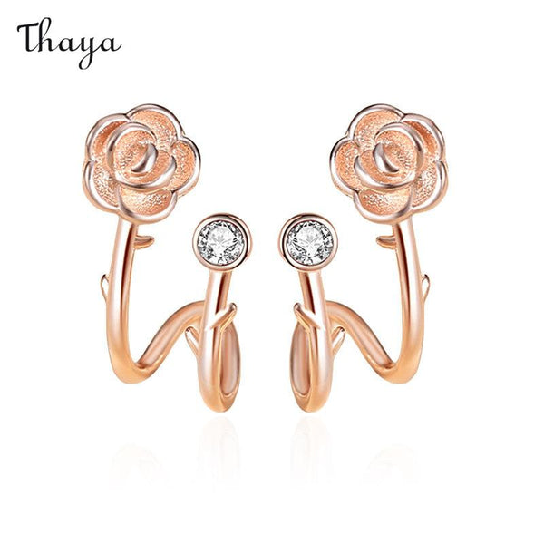 Thaya 925 Silver The Most Beautiful Of You  Camellia  Earrings