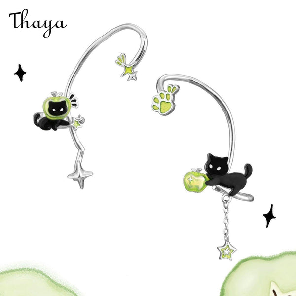 Thaya Cute Cat Themed Ear Wrap Earrings