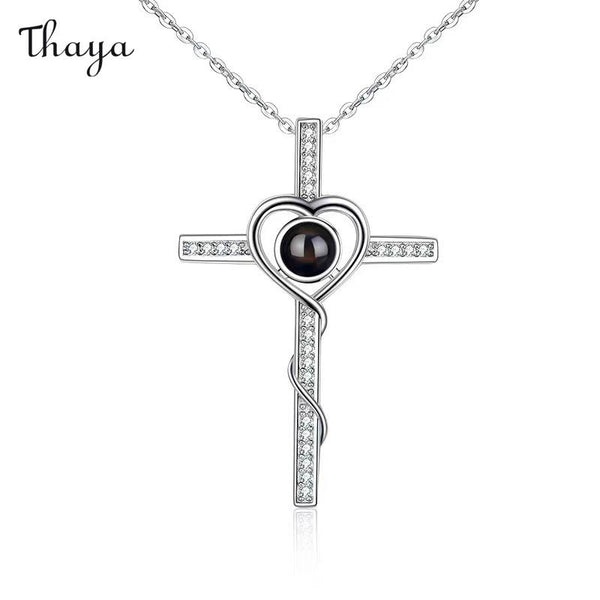 Thaya Personalized Cross Pendant Photo Necklace