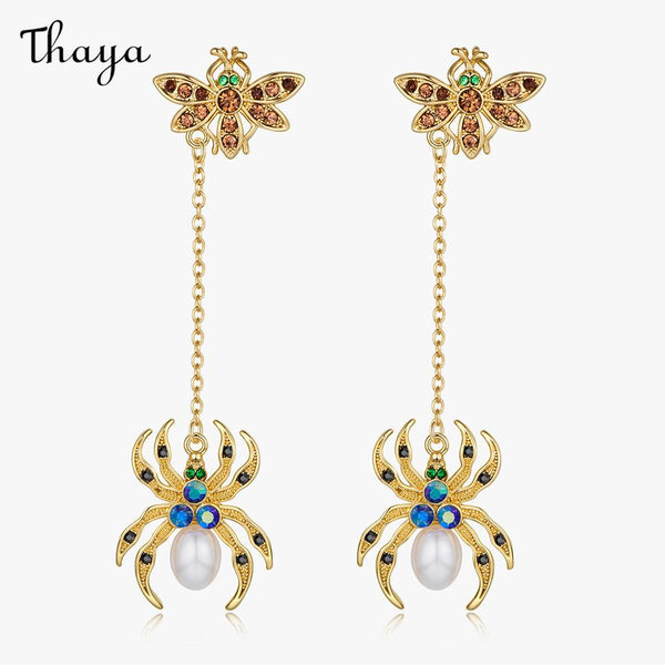 Thaya Butterfly & Spider Dangle Earrings