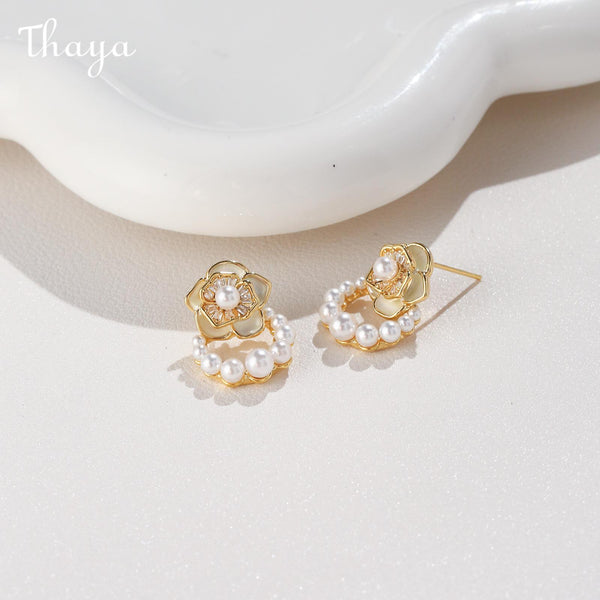 Thaya S925 Silver Flower Pearl Earrings
