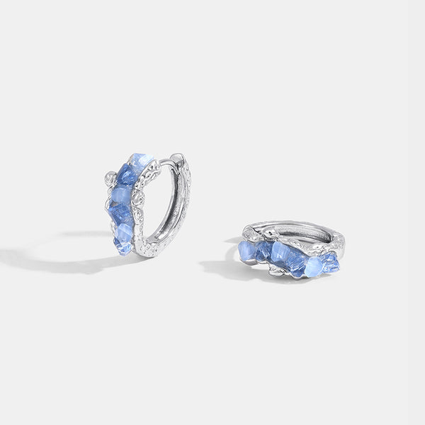 Thaya Blue Gemstone Hoop Earrings