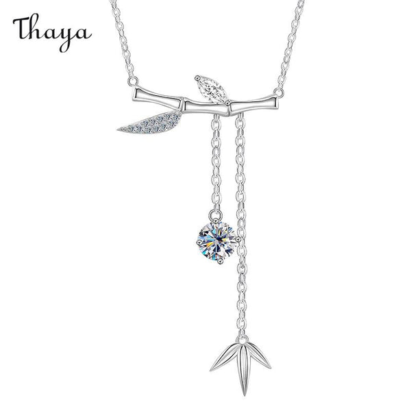 Thaya 925 Silver Shiny Bamboo Necklace