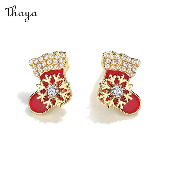Thaya Red Socks Snowflake Earrings
