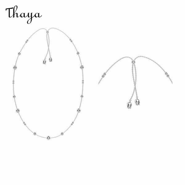 Thaya S925 Silver Ball Adjustable Necklace