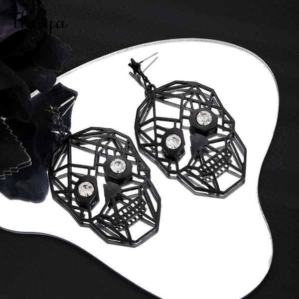 Thaya Geometric Skull Spider Earrings