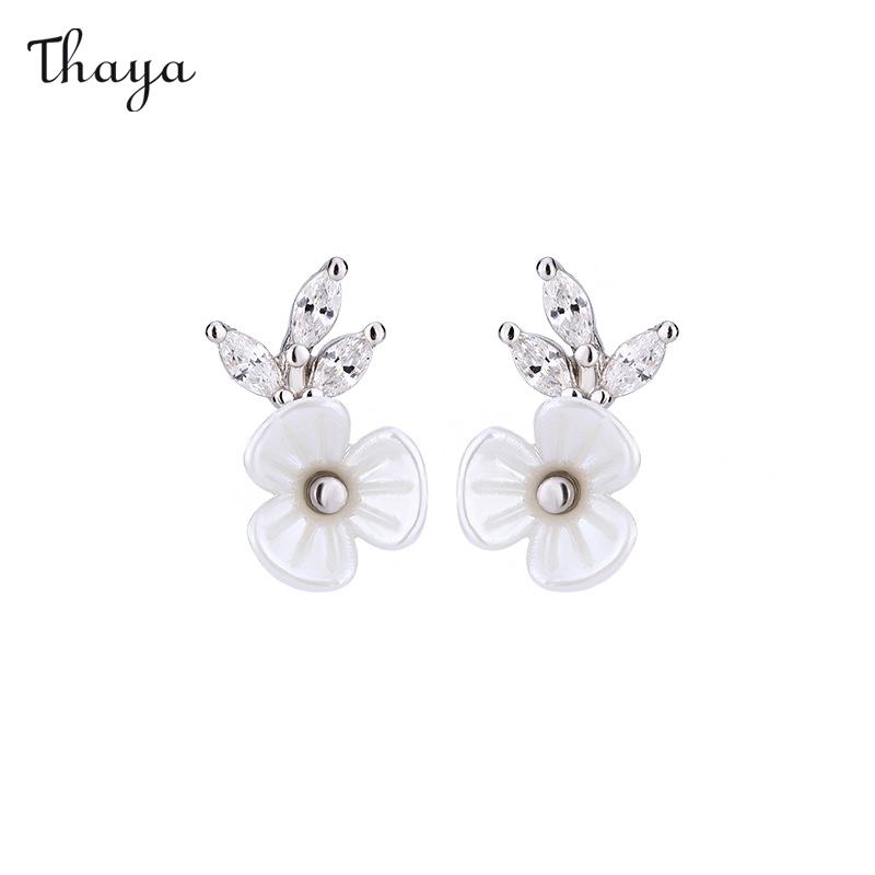 Boucles d'oreilles cascade de pétales de coquillages en argent 999 Thaya