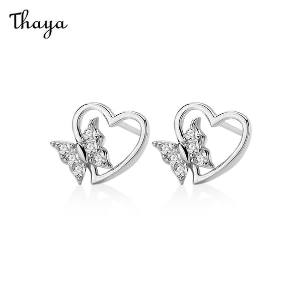 Thaya 999 Silver Vintage Butterfly Heart Earrings