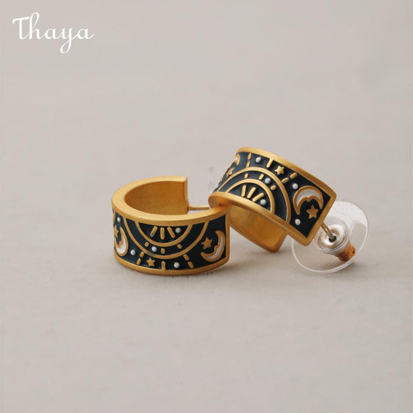 Thaya Gold-Tone Moon & Star Hoop Earrings