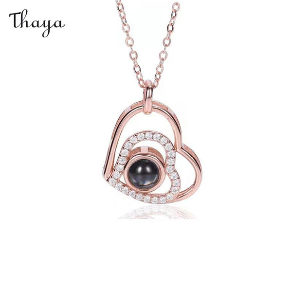 Thaya Personalized Hollow Heart Photo Necklace