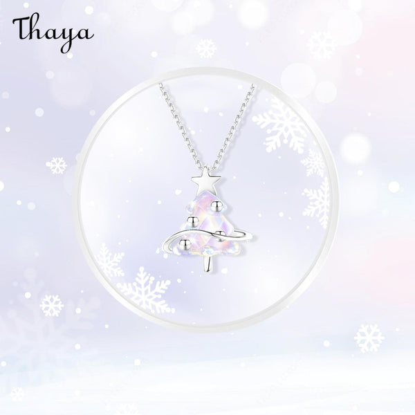 Thaya S925 Silver  Aurora Dream Crystal Christmas Tree  Necklace