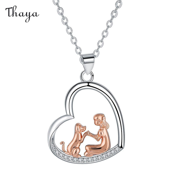 Thaya Adorable Dog Heart Necklace