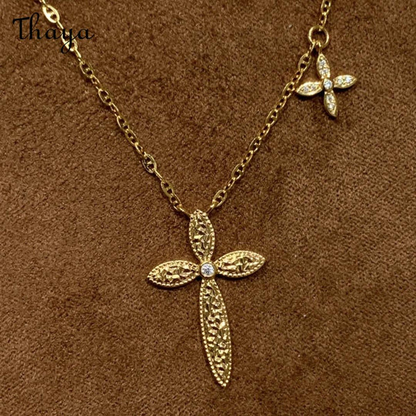 Thaya Four-Leaf Clover Cross Necklace