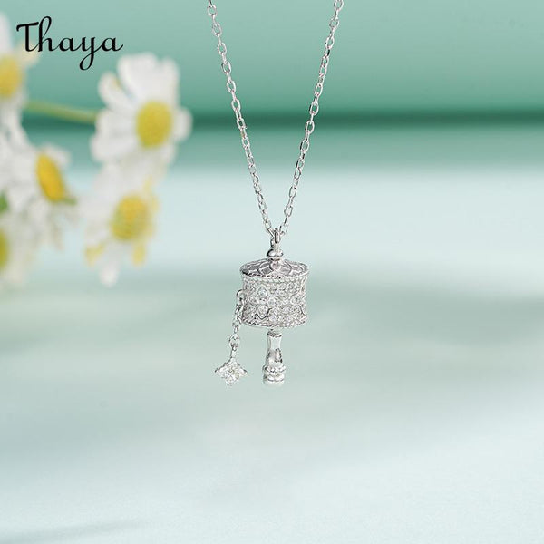 Thaya S925 Silver Prayer Wheel Necklace