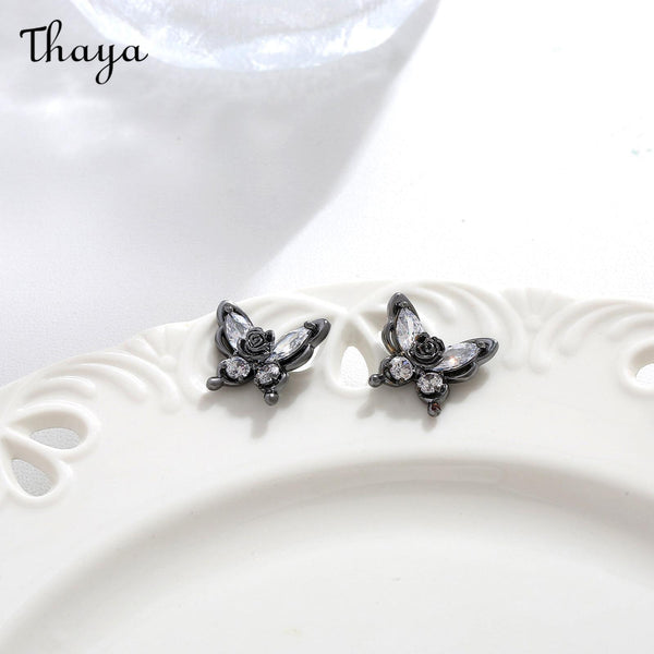 Thaya Butterfly Copper Stud Earrings with Zircon