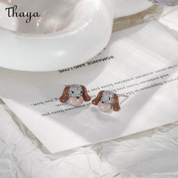 Thaya S925 Silver Cartoon Dog Stud Earrings