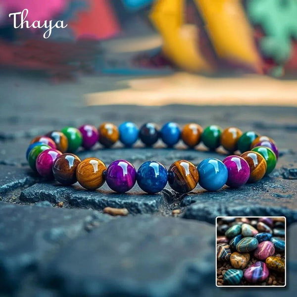 Bracelet œil de tigre multicolore Nebula - Émerveillement, intuition, concentration