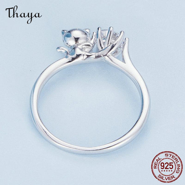 Thaya S925 Silver Cat  Gemstone Ring