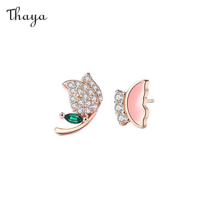Thaya 925 Silber Tulpenblüten-Flatter-Ohrringe