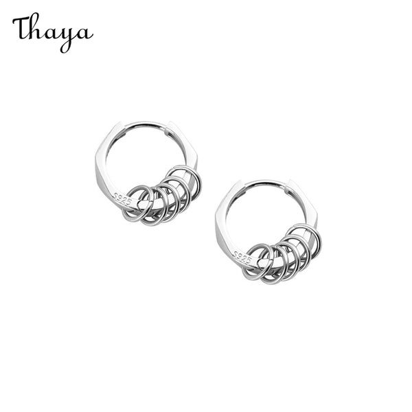 Thaya 925 Silver Multi Ring Earrings