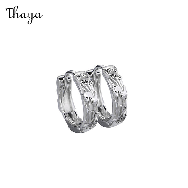 Boucles d'oreilles Pixiu anciennes en argent 925 Thaya