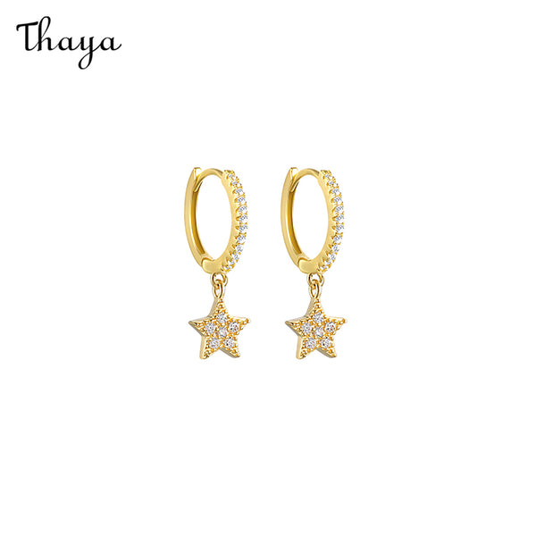 Boucles d'oreilles étoiles géométriques et diamants en argent 925 Thaya