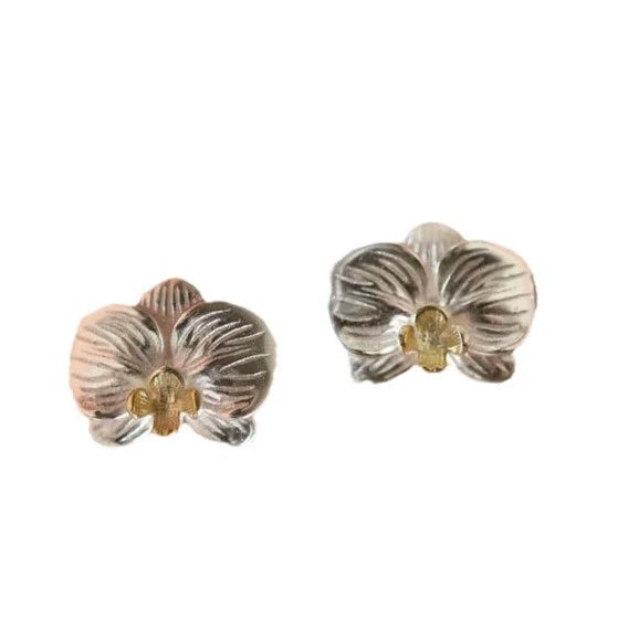 Boucles d'oreilles élégantes en fleur d'orchidée Thaya