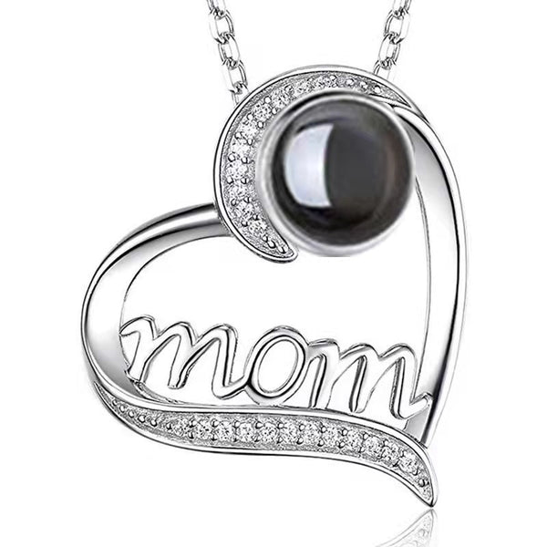 Thaya Personalized MOM Heart Photo Necklace