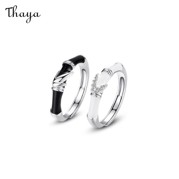 Thaya 925 Silver Bamboo Couple Rings