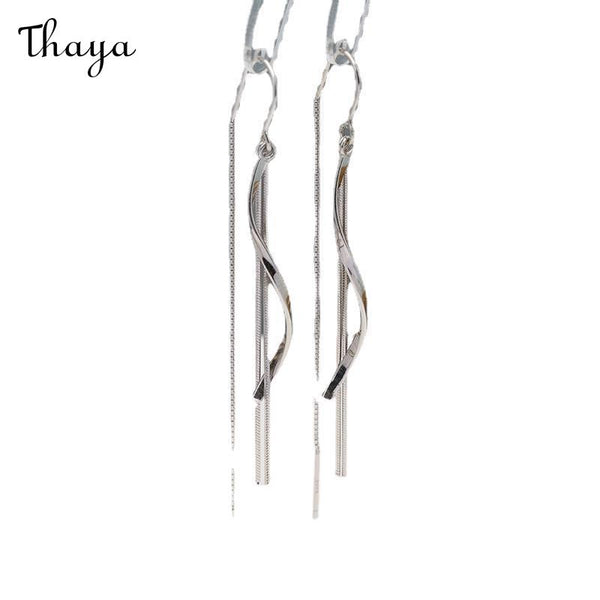 Thaya 925 Silver Tassel Wave Earrings