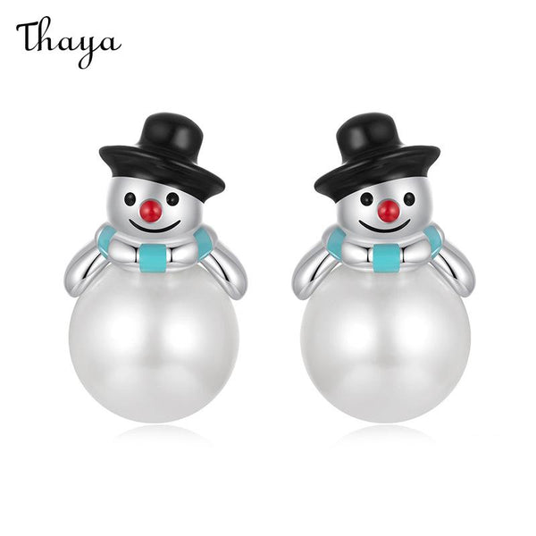 Thaya S925 Silver  Christmas Snowman Shell Pearl Earrings