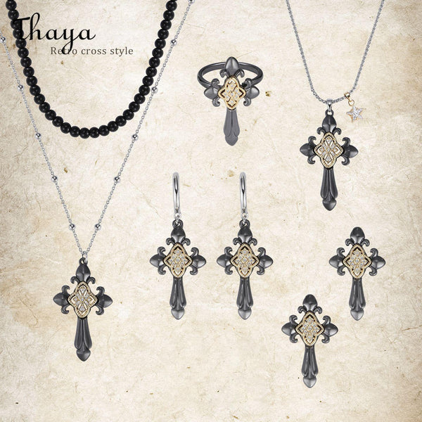 Thaya Retro Iris Cross Jewelry Set
