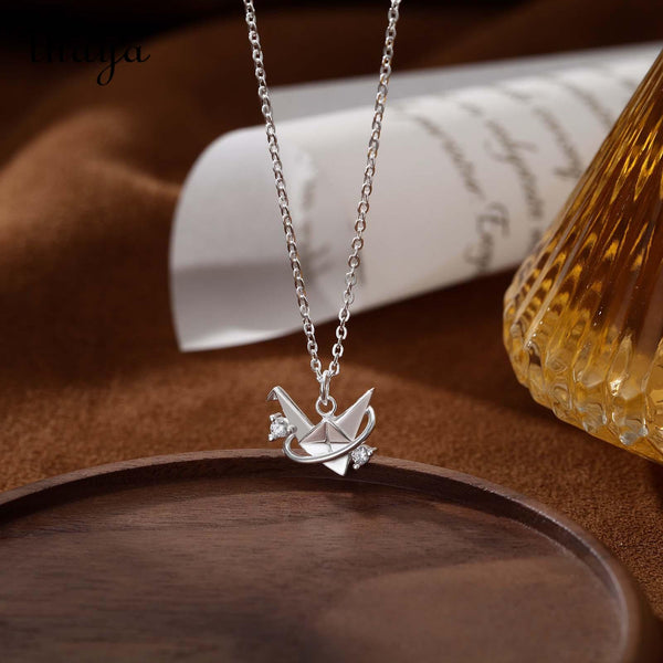 Thaya S999 Sterling Silver Paper Crane  Necklace