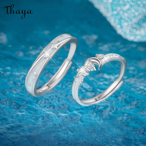 Thaya S925 Silver Moonlight Lovers Couple Rings